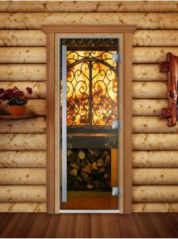 Стеклянная дверь для бани и сауны Престиж с фотопечатью А041 1900x700 мм (по коробке) фотография