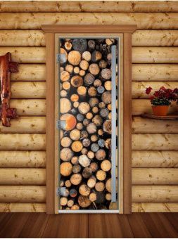 Стеклянная дверь для бани и сауны Престиж с фотопечатью А045 2000x800 мм (по коробке) фотография