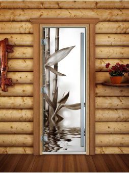 Стеклянная дверь для бани и сауны Престиж с фотопечатью А057 2000x800 мм (по коробке) фотография