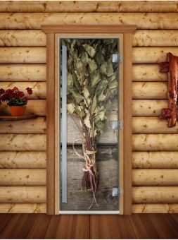 Стеклянная дверь для бани и сауны Престиж с фотопечатью А011 1900x700 мм (по коробке) фотография