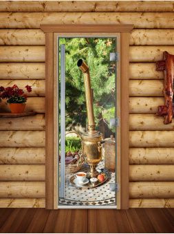 Стеклянная дверь для бани и сауны Престиж с фотопечатью А078 1900x700 мм (по коробке) фотография