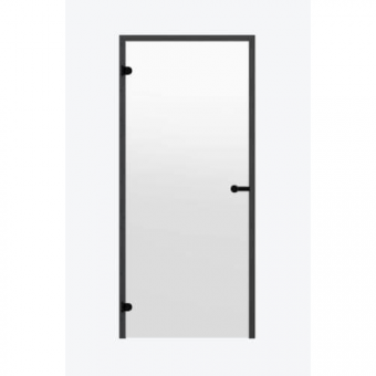 Дверь для сауны Harvia STG 8×19 Black Line коробка сосна, стекло прозрачное фотография