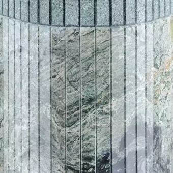 Дровяная банная печь Ферингер Уют-18 "Жадеит перенесённый рисунок + жадеит бучардированный" до 18 м фотография