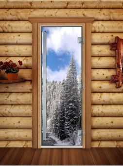 Стеклянная дверь для бани и сауны Престиж с фотопечатью А095 1900x700 мм (по коробке) фотография