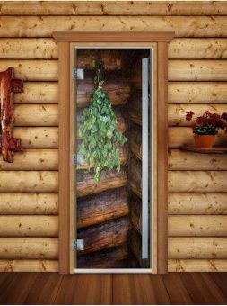 Стеклянная дверь для бани и сауны Престиж с фотопечатью А007 2000x800 мм (по коробке) фотография