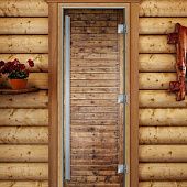 Стеклянная дверь для бани и сауны Престиж с фотопечатью А020 1900x700 мм фото товара