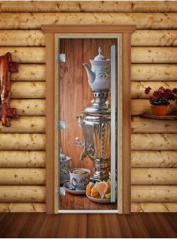 Стеклянная дверь для бани и сауны Престиж с фотопечатью А074 2000x800 мм (по коробке) фотография