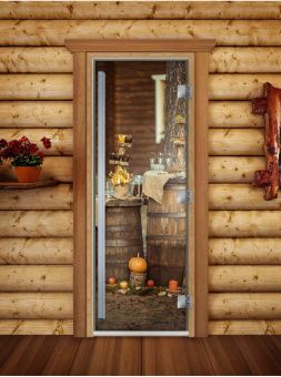 Стеклянная дверь для бани и сауны Престиж с фотопечатью А073 1900x700 мм (по коробке) фотография