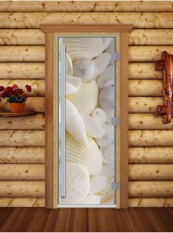 Стеклянная дверь для бани и сауны Престиж с фотопечатью А099 1900x700 мм (по коробке) фотография