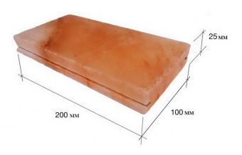 Плитка из гималайской розовой соли 200x100x25 мм шлифованная (с пазом) фотография