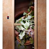 Стеклянная дверь для бани с фотопечатью A008 1900х700 мм (по коробке) фото товара