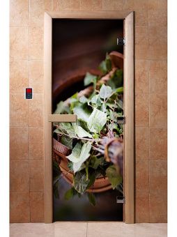 Стеклянная дверь для бани с фотопечатью A008 1900х700 мм (по коробке) фотография
