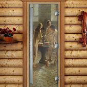 Стеклянная дверь для бани и сауны Престиж с фотопечатью А071 1900x700 мм фото товара