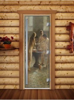 Стеклянная дверь для бани и сауны Престиж с фотопечатью А071 1900x700 мм (по коробке) фотография
