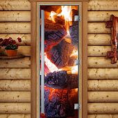 Стеклянная дверь для бани и сауны Престиж с фотопечатью А060 1900x700 мм (по коробке) фото товара