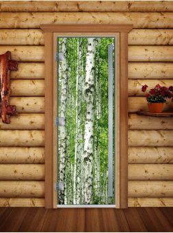 Стеклянная дверь для бани и сауны Престиж с фотопечатью А084 2000x800 мм (по коробке) фотография