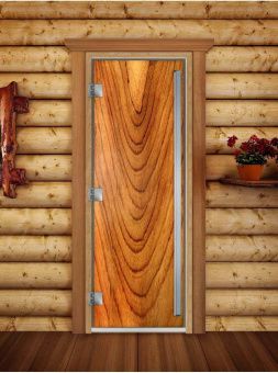 Стеклянная дверь для бани и сауны Престиж с фотопечатью А050 2000x800 мм (по коробке) фотография