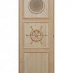 Деревянная дверь "ШТУРВАЛ" c иллюминатором, размер 1850х750 мм (по коробке) фото товара