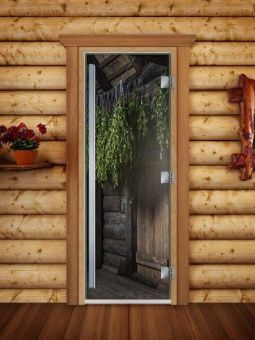 Стеклянная дверь для бани и сауны Престиж с фотопечатью А002 1900х700 мм (по коробке) фотография