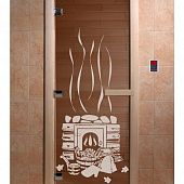 Стеклянная дверь для сауны БАНЬКА, осина, бронза, 8 мм, 3 петли хром, квадр, 2000х800 мм (по коробке) фото товара