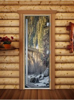 Стеклянная дверь для бани и сауны Престиж с фотопечатью А096 1900x700 мм (по коробке) фотография