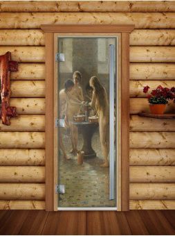 Стеклянная дверь для бани и сауны Престиж с фотопечатью А071 2000x800 мм (по коробке) фотография