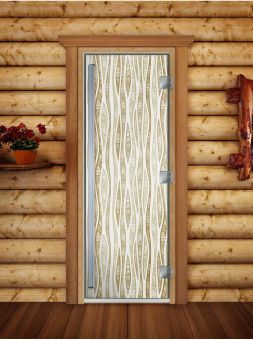 Стеклянная дверь для бани и сауны Престиж с фотопечатью А055 1900x700 мм (по коробке) фотография