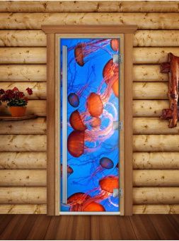 Стеклянная дверь для бани и сауны Престиж с фотопечатью А088 1900x700 мм (по коробке) фотография
