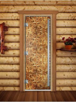 Стеклянная дверь для бани и сауны Престиж с фотопечатью А054 2000x800 мм (по коробке) фотография