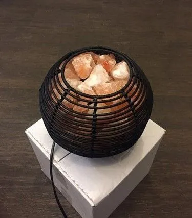 Ваза-шар ротанг из гимолайской соли 5,5 кг